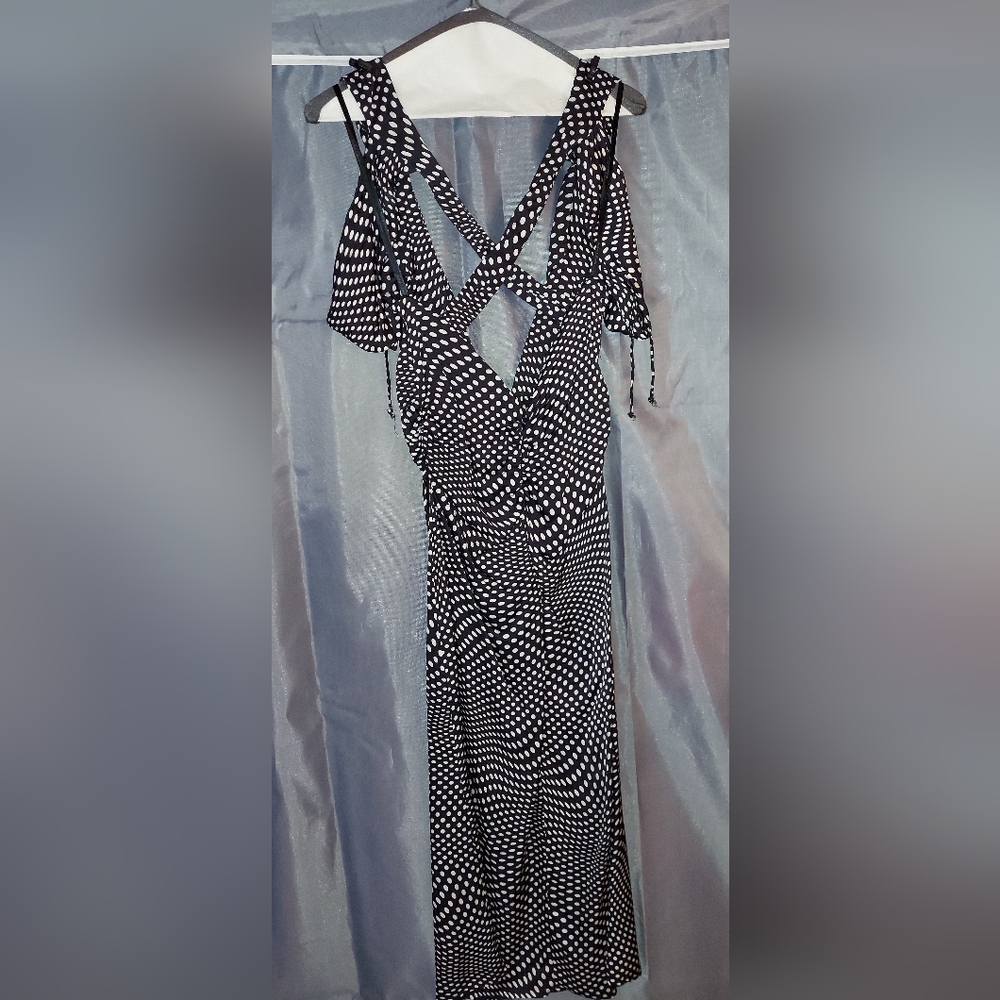 ๐FL&L๐ BETH MIDI DRESS in black with white polka dot size Medium - Picture 7 of 7